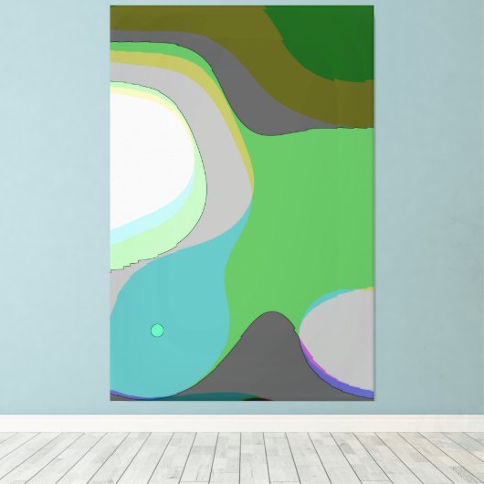 Abstracte art 303 - Groene blauwe gele roovy Retro Canvas Afdruk (Insitu (Houten vloer))