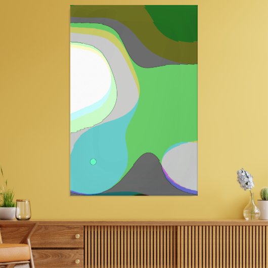 Abstracte art 303 - Groene blauwe gele roovy Retro Canvas Afdruk (Insitu (Woonkamer))