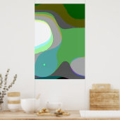 Abstracte art 303 - Groene blauwe gele roovy Retro Poster (Keuken)