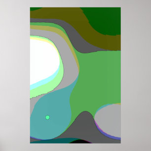 Abstracte art 303 - Groene blauwe gele roovy Retro Poster