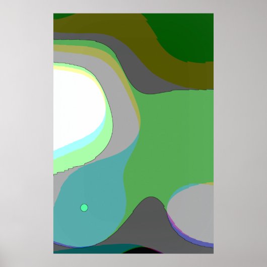 Abstracte art 303 - Groene blauwe gele roovy Retro Poster (Voorkant)