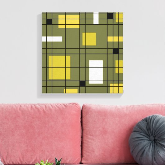 abstracte Art Avocado Green uit 1950 Canvas Afdruk (Insitu (Woonkamer))