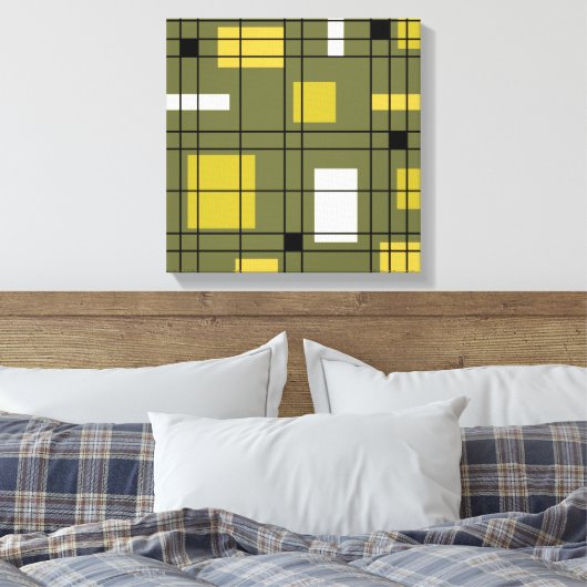 abstracte Art Avocado Green uit 1950 Canvas Afdruk (Insitu (Slaapkamer))