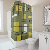 abstracte Art Avocado Green uit 1950 Douchegordijn (In situ)