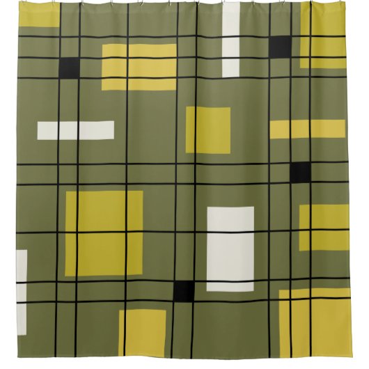 abstracte Art Avocado Green uit 1950 Douchegordijn (Voorkant)