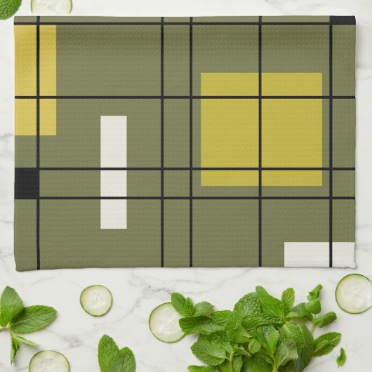 abstracte Art Avocado Green uit 1950 Theedoek (Gevouwen)