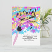 Abstracte Art Birthday Party Splash Kaart (Staand voorkant)