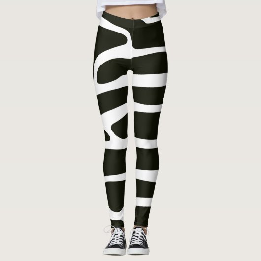 Abstracte Art Black en White Yoga-Leggings Leggings (Voorkant)