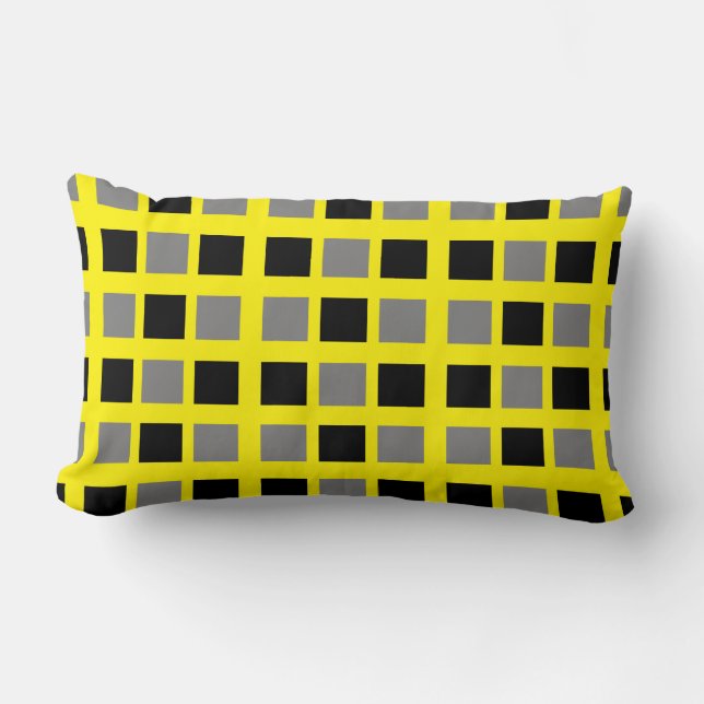 Abstracte Art Black Grey Block Sierkussen Cushion Kussen (Voorkant)
