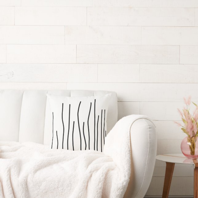 Abstracte Art Black op White Lines Minimalism Kussen (Bank)