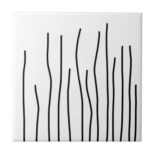 Abstracte Art Black op White Lines Minimalism Tegeltje (Voorkant)