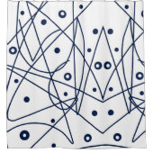 Abstracte Art Black White Lines Circles Minimalism Douchegordijn (Voorkant)