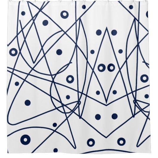 Abstracte Art Black White Lines Circles Minimalism Douchegordijn (Voorkant)