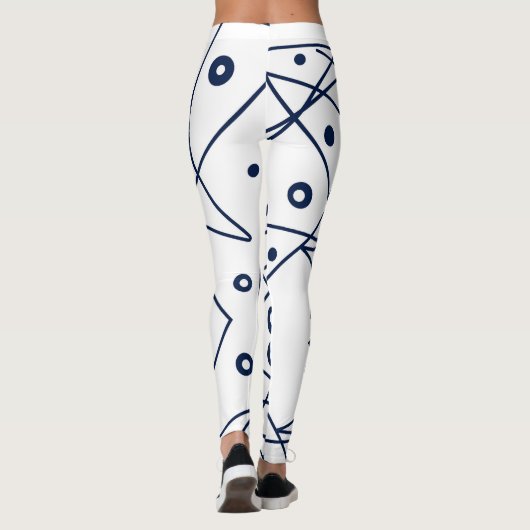 Abstracte Art Black White Lines Circles Minimalism Leggings (Achterkant)