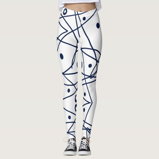 Abstracte Art Black White Lines Circles Minimalism Leggings (Voorkant)