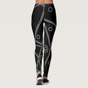 Abstracte Art Black White Lines Circles Minimalism Leggings
