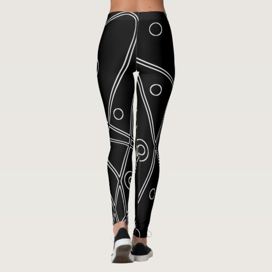Abstracte Art Black White Lines Circles Minimalism Leggings (Achterkant)
