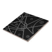 Abstracte Art Black White Lines Circles Minimalism Tegeltje (Zijkant)