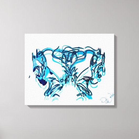 Abstracte Art Blauw en Blauwgroen Canvas Afdruk (Voorkant)