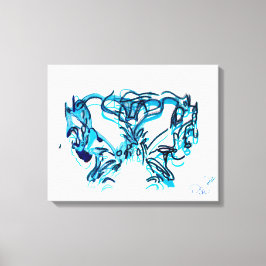 Abstracte Art Blauw en Blauwgroen Canvas Afdruk
