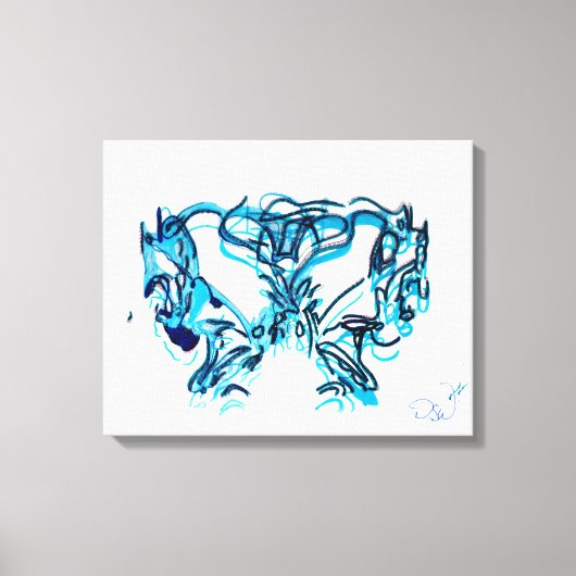 Abstracte Art Blauw en Blauwgroen Canvas Afdruk (Voorkant)