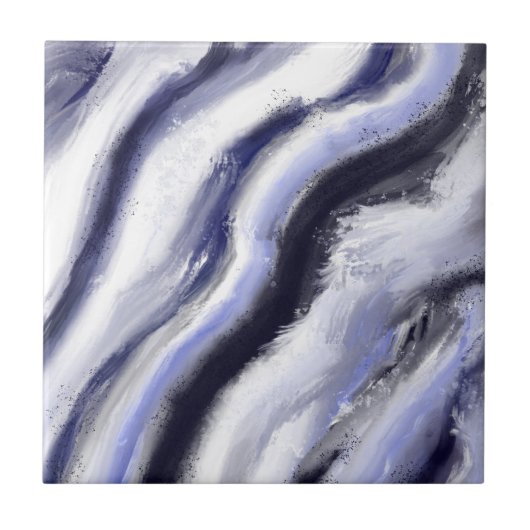 Abstracte Art Blue Grey Modern Tegeltje (Voorkant)