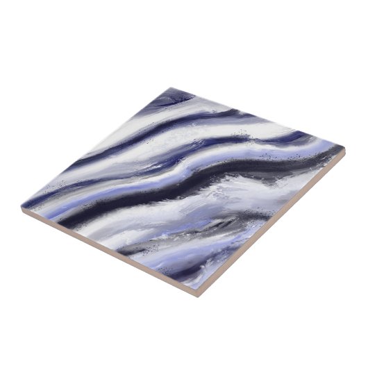 Abstracte Art Blue Grey Modern Tegeltje (Zijkant)