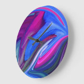 Abstracte Art Blue N roze lederen klok (Hoek)