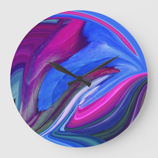 Abstracte Art Blue N roze lederen klok (Voorkant)
