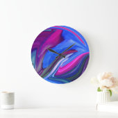 Abstracte Art Blue N roze lederen klok (Huis)