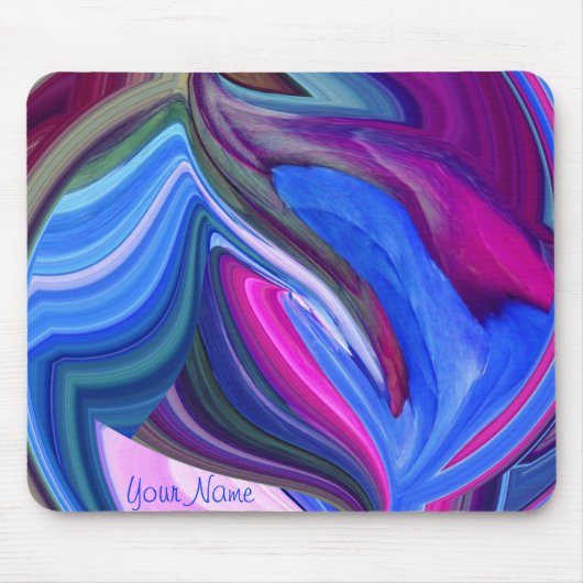 Abstracte Art Blue N roze leve Muismat (Voorkant)