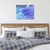 Abstracte Art Blue Roze en Grey Planet Space Canvas Afdruk (Insitu (Slaapkamer))