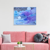 Abstracte Art Blue Roze en Grey Planet Space Canvas Afdruk (Insitu (Woonkamer))