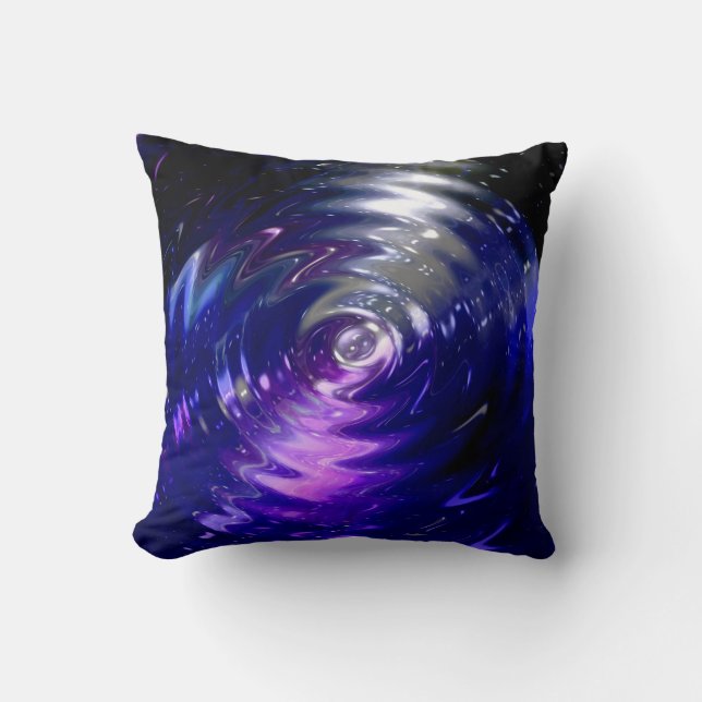 Abstracte Art Blue Wave Swirl Kussen (Voorkant)