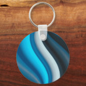 Abstracte Art Blue Waves Sleutelhanger (Voorkant)