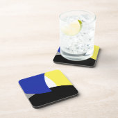 Abstracte Art Blue Yellow Bier Onderzetter (Rechterzijde)