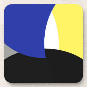 Abstracte Art Blue Yellow Bier Onderzetter