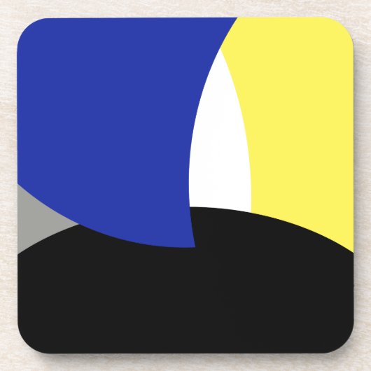 Abstracte Art Blue Yellow Bier Onderzetter (Voorkant)