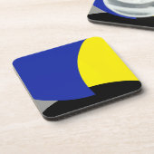 Abstracte Art Blue Yellow Bier Onderzetter (Linkerzijde)