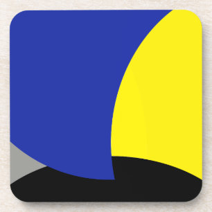 Abstracte Art Blue Yellow Bier Onderzetter