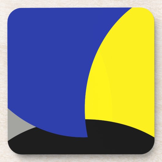 Abstracte Art Blue Yellow Bier Onderzetter (Voorkant)