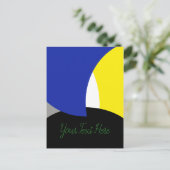 Abstracte Art Blue Yellow Briefkaart (Staand voorkant)