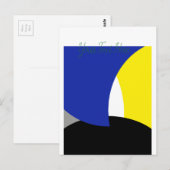 Abstracte Art Blue Yellow Briefkaart (Voorkant / Achterkant)