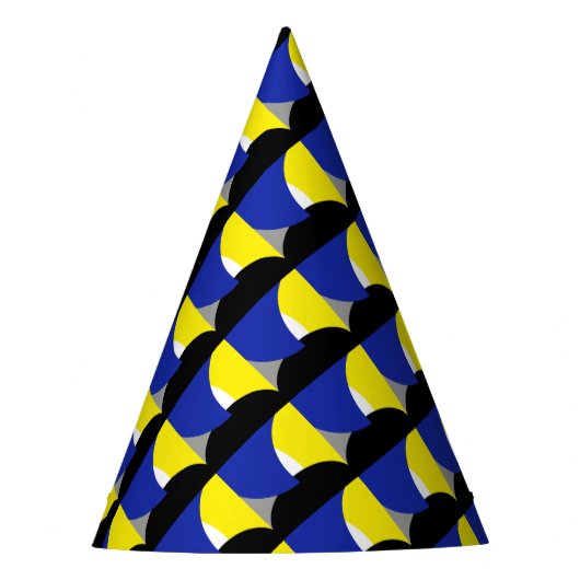 Abstracte Art Blue Yellow Feesthoedjes (Voorkant)