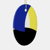 Abstracte Art Blue Yellow Keramisch Ornament (Rechts)