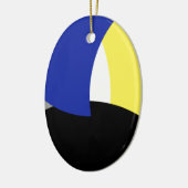 Abstracte Art Blue Yellow Keramisch Ornament (Links)