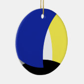 Abstracte Art Blue Yellow Keramisch Ornament (Rechts)