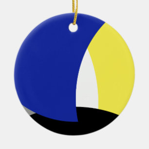 Abstracte Art Blue Yellow Keramisch Ornament