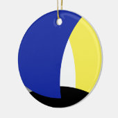 Abstracte Art Blue Yellow Keramisch Ornament (Links)