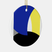 Abstracte Art Blue Yellow Keramisch Ornament (Rechts)